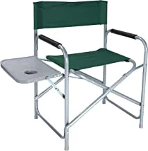 كرسي للرحلات والتخييم قابل للطي مع طاولة جانبية ، أخضر / رمادي