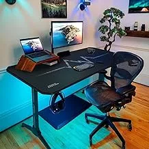 Mahmayi Gaming Table MY 1160 - ContraGaming Black RGB Lighting, Gamepad USB Holder, Cable Management, Carbon Fiber Top, K552 USB Keyboard Combo - Ultimate Gaming Experience