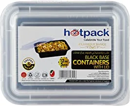 Hotpack Microwaveable Rectangular Black Base Meal Prep Container with Clear Lid, Lunch Boxes 12 oz 5 Pieces ' 5 Units