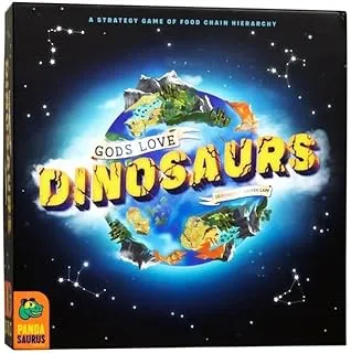 Pandasaurus Games Gods Love Dinosaurs - لعبة إستراتيجية تنافسية من التسلسل الهرمي لسلسلة الغذاء - ألعاب لوحة صديقة للأسرة 45-60 دقيقة ، الأعمار 8+ (2-5 لاعبين)