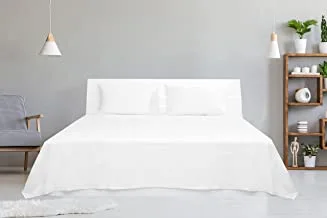 Deyarco Hotel Linen Klub طقم ملاءة سرير مفرد من قطعتين ، 100٪ قطن 250Tc ساتين عادي ، الحجم: 160x220 سم + 1 قطعة وسادة 50x75 سم ، أبيض