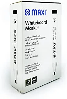 Maxi 800BL10 WHITEBOARD MARKER CHISEL BOX OF 10PC BLACK