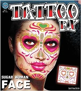 Dia De Los Muertos Sugar Skull Women's Face Tattoo Costume Accessory
