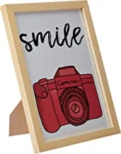 LOWHA Smile camera Wall Art with Pan Wood framed Ready to hang for home, bed room, office living room Home decor hand made wooden color 23 x 33cm By LOWHA