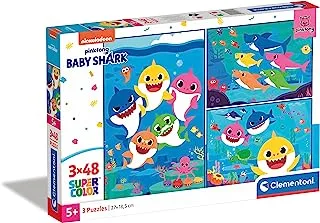 Clementoni Puzzle Super Color Baby Shark 3X48 PCS (32 x 22 CM)- For Age 4 Years Old Multicolor