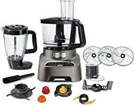 MOULINEX DoubleForce | Food Processor | 1000W | 10 attachments for 31 functions | 7 pre-programs | 3L Bowl Capacity and a 2L Blender | Silver | 2 Years Warranty | FP827E27