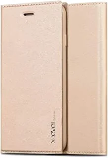 جراب قلاب من سلسلة X-Level Leshare مناسب لهاتف Apple iPhone XS Max ، 6.5 بوصة - ذهبي
