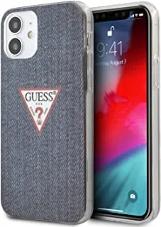 جيس Guess PC / Tpu Denim Print Case لهاتف Iphone 12 Mini (5.4 إنش) - أزرق داكن