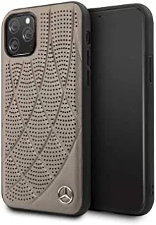 Mercedes-Benz Hard Case Quilted Perforated Genuine Leather - Brown - iPhone 11 Pro