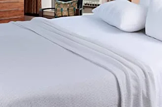 100٪ قطن ، بطانية حرارية فائقة النعومة / بطانية من الفسيفساء خفيفة الوزن ومسامية - مثالية لطبقات أي سرير لجميع المواسم - أبيض - مقاس كوين (228 × 228 سم)