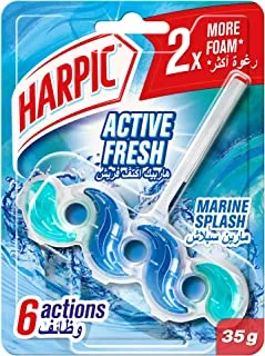 Harpic Active Fresh Marine Splash Toilet Cleaner Rim Block, Toilet Freshener, 35g