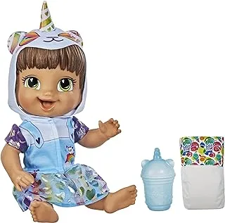 Baby Alive Tinycorns Doll, Panda Unicorn, Accessories, Drinks and Wets, Unicorn-Themed Toy for Kids Ages 3 Years and Up, Brown Hair