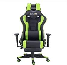 Gaming Chair With Back Cushion, Neck And Footrest Black/Green