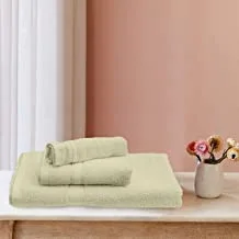 Deyarco - Princess - 3 Pcs Towel Set, Includes: Face (30x30cm), Hand (40x70cm) and Bath (70x140cm) Towels, Fabric: 100% Cotton Terry, Pattern: Ringspun, Color: Cream