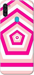 غطاء جراب خالص بتصميم مطفأ اللمعة لهاتف Samsung Galaxy M11 / A11-Color Bands Hexa Pink White