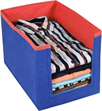 Kuber Industries Shirt Stacker|Baby Clothes Organizer|Drawer Closet Organizer|Cloth Storage Box (Blue & Red)