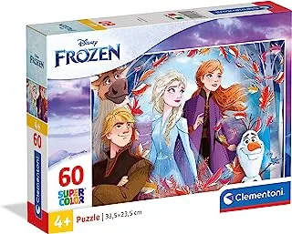 Clementoni Puzzle Super Color Frozen Magic Crystal 60 PCS (33.5 x 23.5 CM) , for Ages 5 Years Old Multicolor