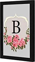 LOWHA B letter Pink roses Wall art wooden frame Black color 23x33cm By LOWHA