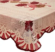 Kuber IndUStries Floral Cotton 6 Seater Dining Table Cover - Red