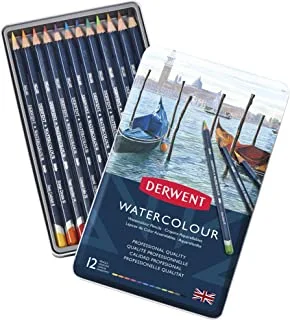 Derwent Multicoloured Watercolour Pencils in Tin, 12-Pieces Set, 32881