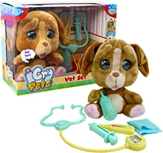 Giochi Preziosi - Emotion Pets Cry Pets Veterinarian Deluxe Interactive Plush Set, 22 cm, Mtc01000, Multicolor
