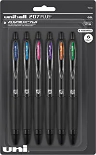 Uniball Signo 207+ Gel Pens, 0.7mm Medium Assorted 6 Pack | Office Supplies from Uniball - Ballpoint, Colored, Fine Point Pens for Smooth Writing
