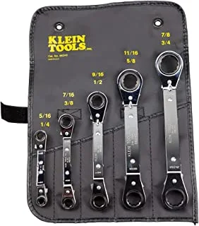 Klein tools 68245 reversible ratcheting box wrench set, 5-piece, black, One Size