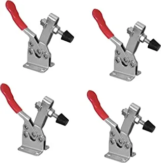 POWERTEC 20327 Quick Release Horizontal Toggle Clamp 201B - 300 lb Holding Capacity w Rubber Pressure Tip, 4PK