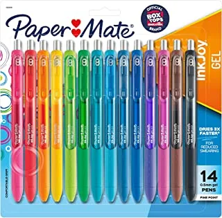 أقلام Paper Mate InkJoy ، أقلام جل ، نقطة رفيعة (0.5 مم) ، متنوعة ، 14 قطعة