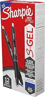 Sharpie S-Gel ، أقلام جل ، بولد بوينت (1.0 مم) ، قلم جل حبر أزرق ، 12 قطعة