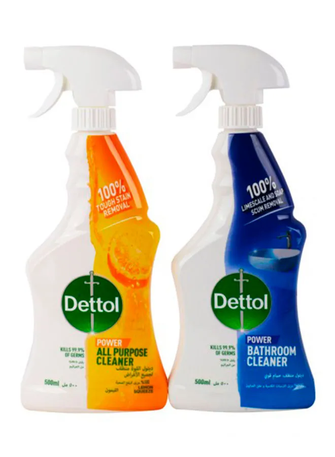 Dettol All Purpose Cleaner Lemon With Bathroom Cleaner Trigger Spray, Pack Of 2 500ml