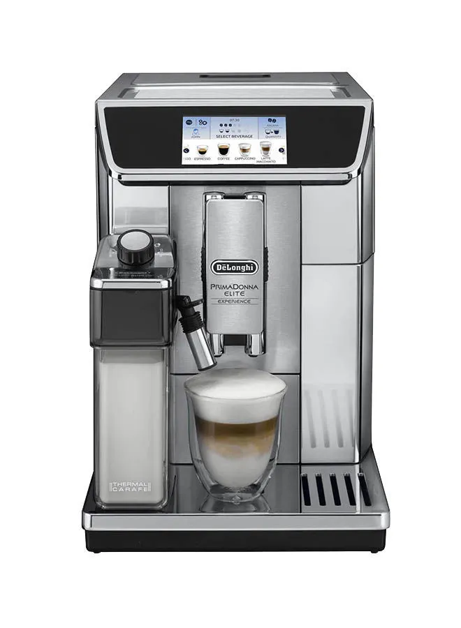ماكينة قهوة ديلونجي بريما دونا إيليت إكسبيرينس 1 لتر 1450 وات ECAM650.85.MS أسود فضي