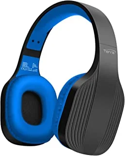 Promate Wireless Bluetooth Headphones, High-Performance Noise Isolation Over-Ear Wired/Wireless Bluetooth v5.1 Headset with Mic, FM Radio, 10H Playtime, TF Card Slot and 3.5mm Jack, Terra Blue