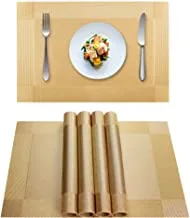 مفرش طاولة ، مفرش طاولة مربع من البولي فينيل كلوريد المنسوج المتشابك (ذهبي ، 6 قطع مفرش)