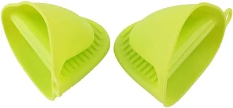 2 pcs Kitchen Cooking Insulated Gloves Dishes Plates Oven Microwave Heat Resistant Silicone Non-slip Gripper Baking Pot Holder, Green, LZM153
