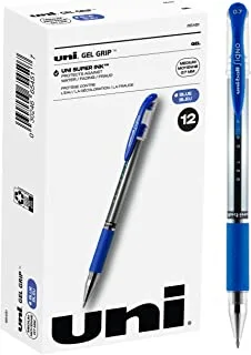 Uniball Signo Gel Grip 12 Pack in Blue, 0.7mm Medium Gel Pens, Try Rollerball Pens, Colored Pens, Office Supplies, Colorful Pens, Blue Pens Ballpoint, Pens Fine Point Smooth Writing Pens