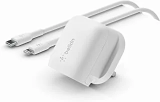 Belkin 20W USB Type C Power Delivery Fast Wall Charger with USB-C to Lightning Cable, Certified USB-C PD 3.1 PPS and Travel Sized Design for iPhone 14, Pro, Max, Mini, iPad, Galaxy, Pixel and More