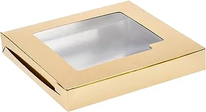 علبة حلويات هوت باك المنيوم / ذهبي بنافذة 25x25 سم - 5 قطع