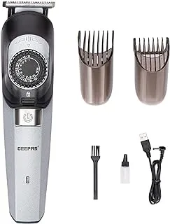 Geepas Rechargeable Hair Trimmer, ION Battery, GTR56042 - Stainless Steel Blade, Hair Clipper and Beard Trimmer with Sharp Blades,2 Years Warranty