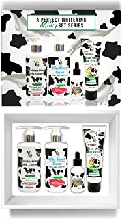 YC Milk Whitening Collagen and Arbutin Serum, Shower Cream, Moisturizing Milk Lotion and Whitening Milk Face Wash Set Standard