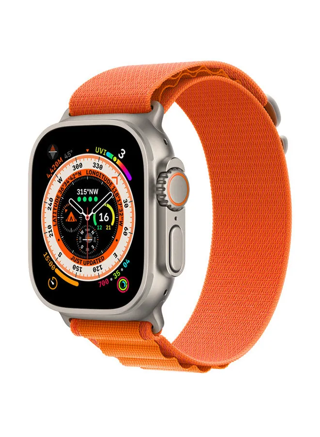 Apple Watch Ultra GPS + Cellular ، جراب تيتانيوم 49 ملم مع حلقة Alpine - برتقالي صغير