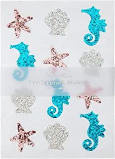 مجموعة أوراق ملصقات ميري ميري لامعة على شكل مخلوق البحر ، 10 قطع