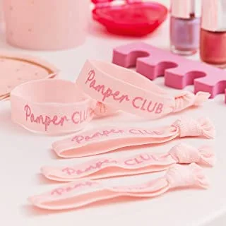 Ginger Ray Pink Glitter Pamper Club Party Bands Hair Ties Sleepover