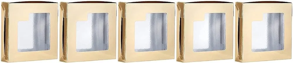 علبة حلويات هوت باك المنيوم / ذهبي بنافذة 15 × 15 سم - 5 قطع
