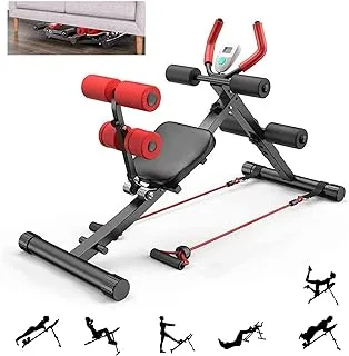 COOLBABY Ab Machine, Workout Equipment for Home Gym, 2 in 1 Height Adjustable Ab Trainer, Foldable Fitness Equipment with LCD Display