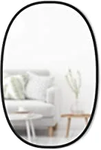 Umbra Hub مرآة حائط بيضاوية ، 24 × 36 بوصة مرآة معلقة مزخرفة بإطار مطاطي واق ، أسود ، 24 × 36 بوصة