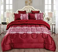 Ultra soft winter 6pcs comforter set king size 220x240cm floral printed warm velvet fur bedding sets includes comforter, fitted sheet, pillowcases & cushion cover