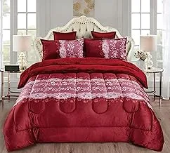 Ultra soft winter 6pcs comforter set king size 220x240cm floral printed warm velvet fur bedding sets includes comforter, fitted sheet, pillowcases & cushion cover