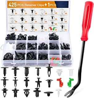 Gooacc 425 Pcs Car Body Retainer Clips Set Tailgate Handle Rod Clip & Fastener Remover - 19 Most Popular Sizes Auto Push Pin Rivets -Door Trim Panel For gm Ford Toyota Honda Chrysler