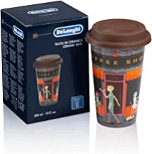 Delonghi Travel Mug Double Wall Thermos for Hot and Cold Drinks, Easy to Carry, Silicone Non-Slip Case, 300ml Capacity, DLSC066,